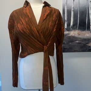 Zara NWT brown wrap blouse